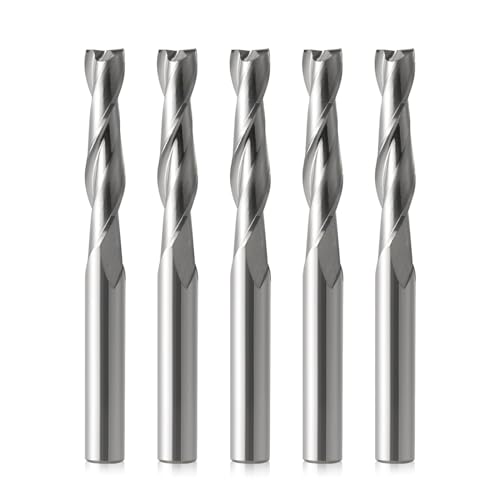 6mm Shank 6mm CED /28mm CEL Carbide Flat Nose End Mill Cutter CNC Router Bits 2 Flute for Acrylic PVC MDF Hardwood Pack of 5