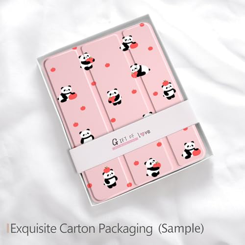 Coque iPad 5e/6e génération Apple Panda Rose - Étui transparent avec porte-crayon