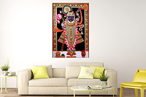 Image of Masstone Shrinathji Painting | Wall Painting for Mandir | Self Adhesive Digital Reprint for Wall Decoration (24 x 36 Inch) Pack of 1