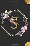 S: Monogram Notebook Letter S Initial alphabetical Journal for Writing And Notes Pink Floral Black Gold (6x9) Pretty Personalized College Ruled Blank Lined Diary Monogrammed Gifts for Women and Girls