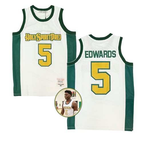 Anthony Edwards Holy Spirit Prep High School Jersey | Premium Quality Breathable Mesh Basketball Jersey for Men & Women (US, Alpha, Large, Regular, Regular, White/Green)