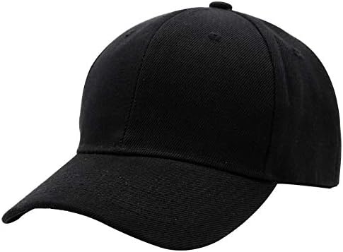 Baseball Cap Men Women - Adjustable Plain Sports Fashion Quality Hat, BLK