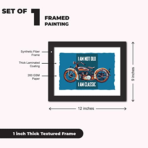 Image of TenorArts Motorcycle Riding Poster Frame Bikers Bullet Rider Motivational Quotes Laminated Photo Framed Painting with Matt Finish Frames (9inches x 12inches) (Classic)