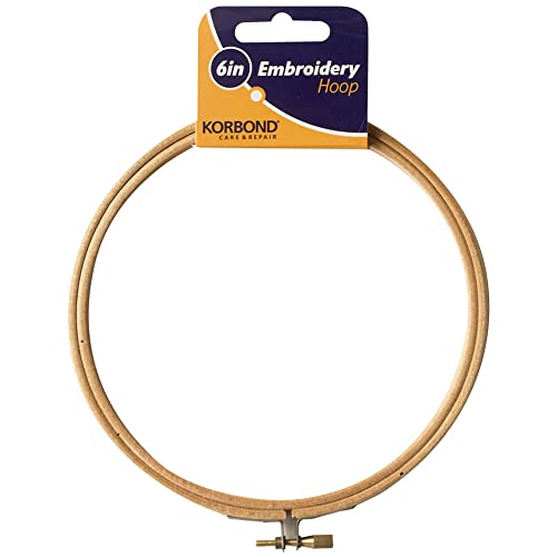 Korbond Embroidery Hoop Bastidor para Bordar de 15 cm, para Punto de Cruz, Manualidades, Ganchillo, Costura, enmarcar, 100% bambú Natural, 1 cm