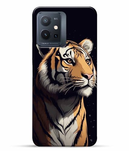 Image of Tiger Faces Animal Printed Hard Back Case Cover & Compatible for Vivo T1 5G | Vivo Y75 5G | Vivo iQOO Z6 5G (Multicolor) - D1807