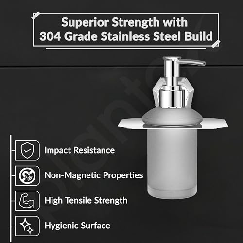 Image of Plantex Liquid Soap Dispenser for Bathroom /304 Grade Stainless Steel Shampoo Dispenser /Handwash Dispenser /Bathroom Accessories - Pack of 1 (PM-2407, Chrome)