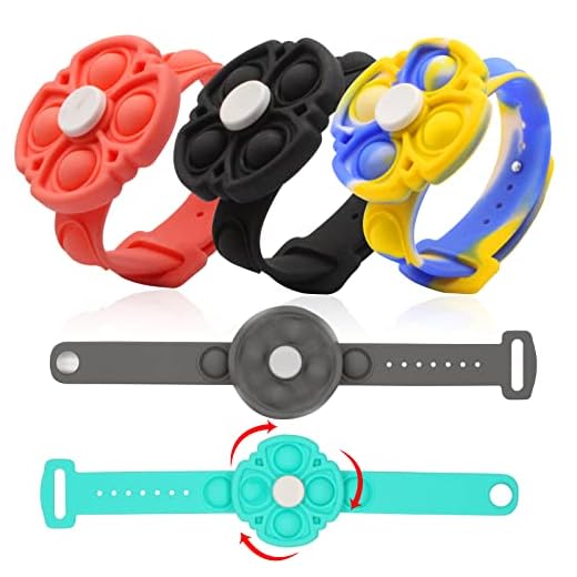 Pop Fidget Watch Spinner Wristband - 5pcs Wearable Adjustable Rotatable Pop Push Bubble Party Favors Sensory Toy Kid Adults Girls Boys
