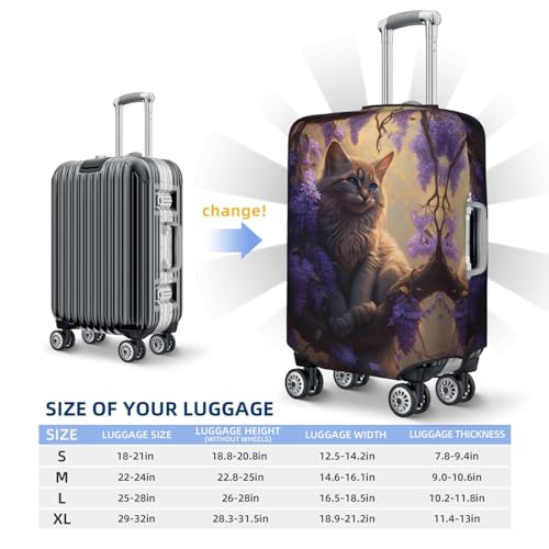 VOSERY Travel Luggage Cover - Purple Flower Lazy Cat Washable Suitcase Covers Protector Fits 18-32 Inch Luggage4