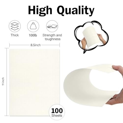 8.5 x 11 Ivory Linen Paper Textured Cardstock, Goefun 100lb Light Cream Thick Paper, Linen Textured Cardstock 100 Pack for Printing, Resume, Invitations, Artworks and Crafting by Goefun - Image 2
