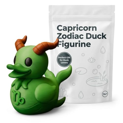 Capricorn Zodiac Duck Figurine – Funny Astrology Gift for Capricorn Sign Lovers, Desk or Shelf Decor, Unique Capricorn Rubber Duck Alternative – 3D Printed in Canada