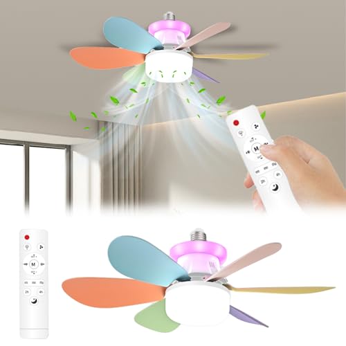 Ventilateur de plafond E27 avec éclairage LED télécommandé profil bas salon