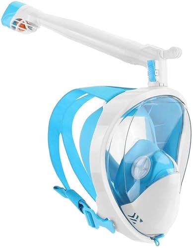 Goggles Diving Mask Snorkeling Masks Underwater Diving Masks 360 Degree Rotation 180 Degree View Anti-Fog Anti-Leak Full Face Professional Snorkeling Equipment for Adults(Pink,Large-50CM)