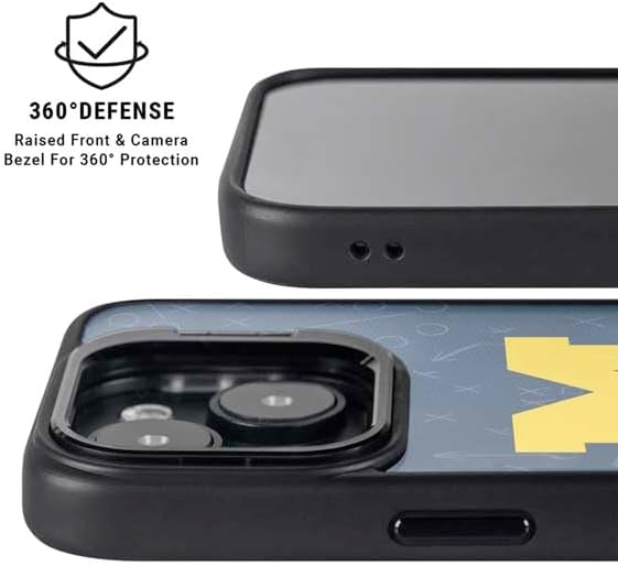 Skinit Kickstand Phone Case Compatible with iPhone 15 - Officially Licensed University of Michigan Jersey Split Design