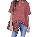 Produktbild Deloito Damen Mode Beiläufig Blusen-T-Shirt Einfarbig Büro Chiffon Blusen Oberteile Halbe Rüschen Schlaghülse Hemden Tops (Rot,XX-Large)