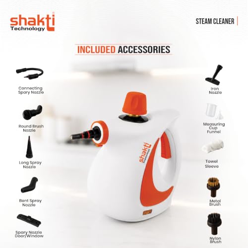 Image of Shakti Technology Steam Blast Steam Cleaner for Home - Kills 99.9% Germs - 1000W High Pressure Power for Tough Grease, Kitchen Chimney & Car Detailing