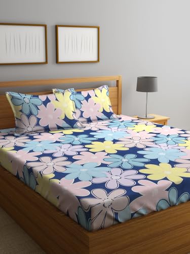 Image of Home Sizzler 210TC Floral Double Bedsheet with 2 King Size Pillow Covers