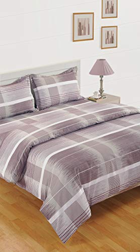 Image of Swayam Pure Cotton King Fitted Bedsheet with 2 Pillow Covers | Size 72 x 78 x 10 inch | 160 TC | Geometric Design | Soft Breathable Bed Sheet | Comfortable & Durable for Bedroom - Brown