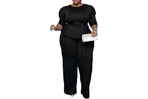 Plus Size Women's Black Pant Suit for Dressy Occasions