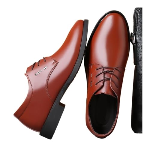 Leather Shoes Breathable Casual Business Leather Shoes Versatile Pointed lace-up Wedding Shoes Oxfords(Black,6.5)4