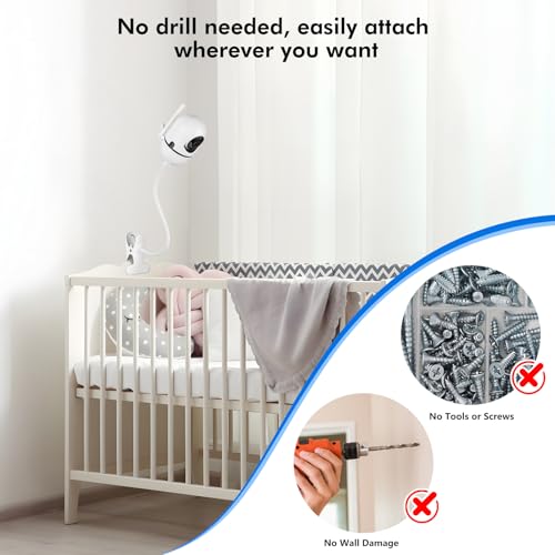 Image of Baby Monitor Mount Compatible with HelloBaby HB65 /HB40 /HB6550 /HB6148 / HB6560 / HB66 / HB6339 / HB6550 Pro, ANMEATE SM935E, Flexible Baby Camera Holder Crib Mount for Hellobaby Monitor