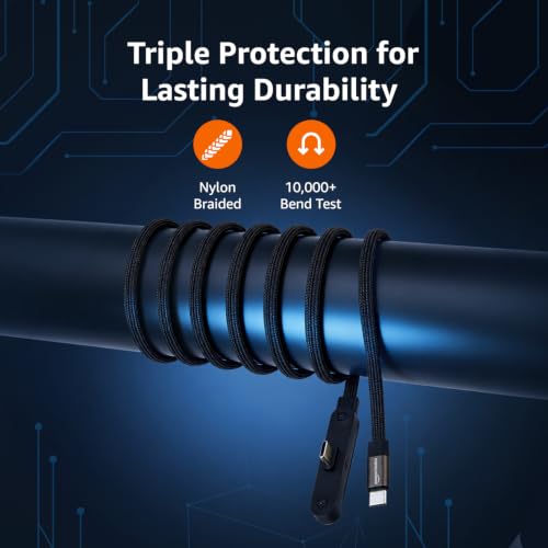 Image of amazon basics USB C Cable, 240W Fast Charging Cable,Invisible Stand Charging Cable, Flat Cable, for iPhone 17 Series, Samsung Galaxy S25 S24 Ultra etc (Black)
