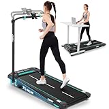 FUNMILY Treadmill with Handle Bar, Foldable Walking Pad Treadmill with Incline, 3 in 1 Under Desk Folding Treadmills for Home 300 lbs Capacity, 2.5HP Portable Jogging Running Machine with LED Display