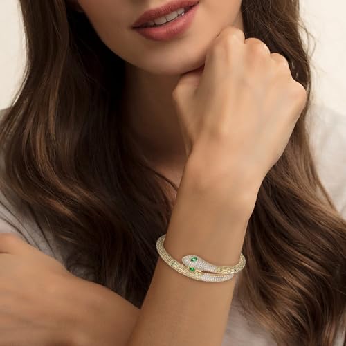 FANZE Elegant Gold Bangle Bracelet for Women, Cubic Zircon Bracelet for Brides/Bridesmaid Jewelry Gift for Wedding/Party4