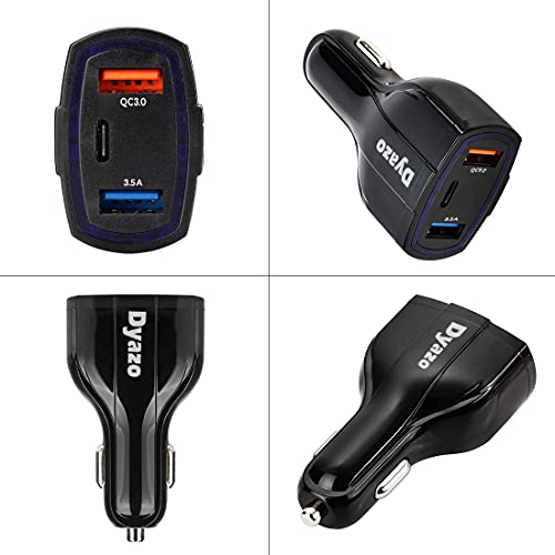 Image of Dyazo 3 Port 36 W Fast USB Car Charger Qc Charging Compatible for Qualcomm 3.0 iPhone 11 /12 / Max /Mini, Samsung Galaxy, Pixel, Vivo, Oppo, Mi & All Mobile Phone (Black)