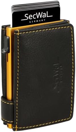SecWal Kartenetui mit XXL Münzfach Druckknopf inkl. Geschenkbox - Made in Germany - inkl. E-Book für Damen und Herren gelber Container - RFID Schutz Geldbeutel mit Wiener Schachtel