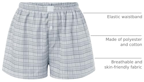 Image of Women Y2k Pajamas Shorts Micro Button Boxers Elastic Waist Cute Pj Bottoms Summer Plaid Lounge Short