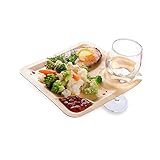 Restaurantware 9 x 9 Inch Plates With Glass Holder 50 Sustainable Disposable Cocktail Plates - Built-In Cup Holder Bamboo Serving Plates For Parties Wedding Banquets Or Catered Events