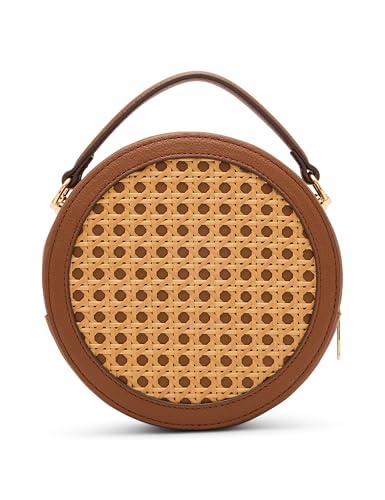Anne Klein Womens Caning Circle Bag, Natural/Chestnut2