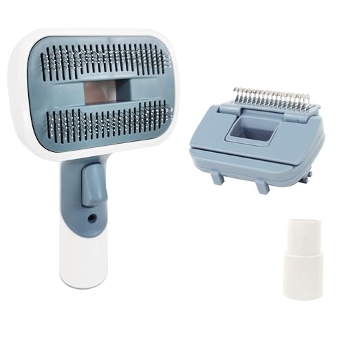 IZSOHHOME Hunde Katzenbürste mit 2 Wechselköpfen,Fellpflege-Bürste gegen Haare & Unterwolle,Staubsauger-kompatibel (32mm/35mm),Massagefunktion für lang,kurzhaarige Tiere