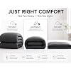 EVOLIVE All Season Comforter Ultra Soft Pre-Washed Microfiber Down Alternative Duvet Insert, Medium Weight, Fluffy, Box Stitching (Black, Full/Queen)