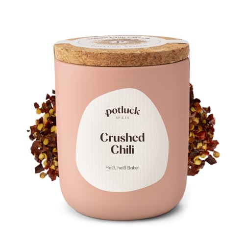 Potluck | Crushed Chili | Reingewürz im Keramiktopf | 55 g | Vegan, glutenfrei und mit natürlichen Inhaltsstoffen