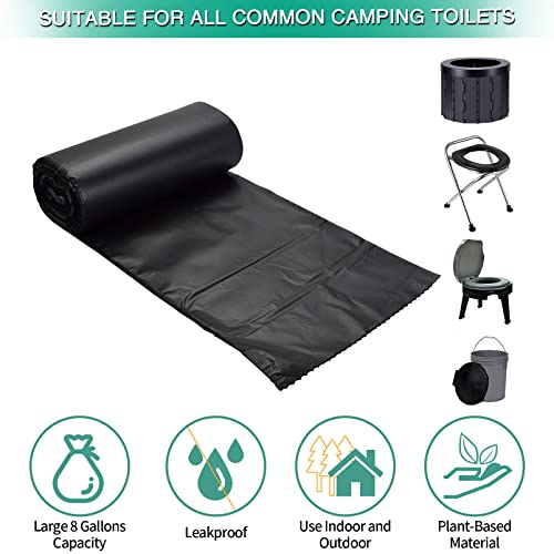 Sailortenx 80/60/20 Portable Camping Toilet Bags 100% Compostable 8 Gallon Use With 5 Gallon Bucket Toilet, Camp Toilet Waste Bags, Disposable Biodegradable Poop Bags For Outdoor Camping #TOP3
