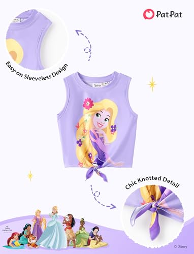 Image of Disney Frozen Princess Minnie Stitch Girl Clothes Long Sleeve Knot Front Sweatshirt Flare Pants Fall 2 Piece Outfit 2-9Y