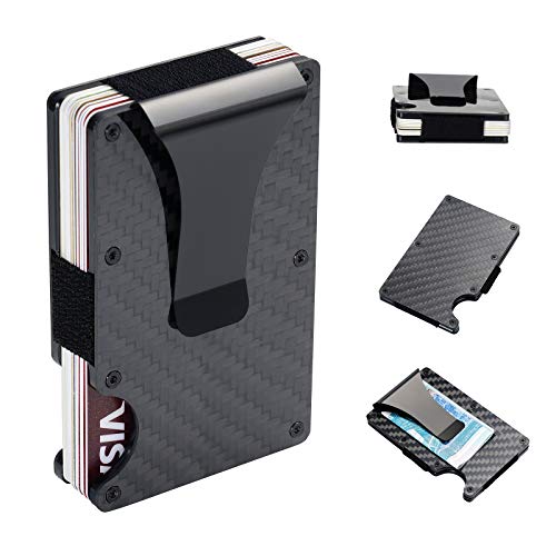Carbon Fiber Wallet RFID Blocking Credit Card Case Anti-theft Cards Holder Black Metal Slim Money Clip for Men