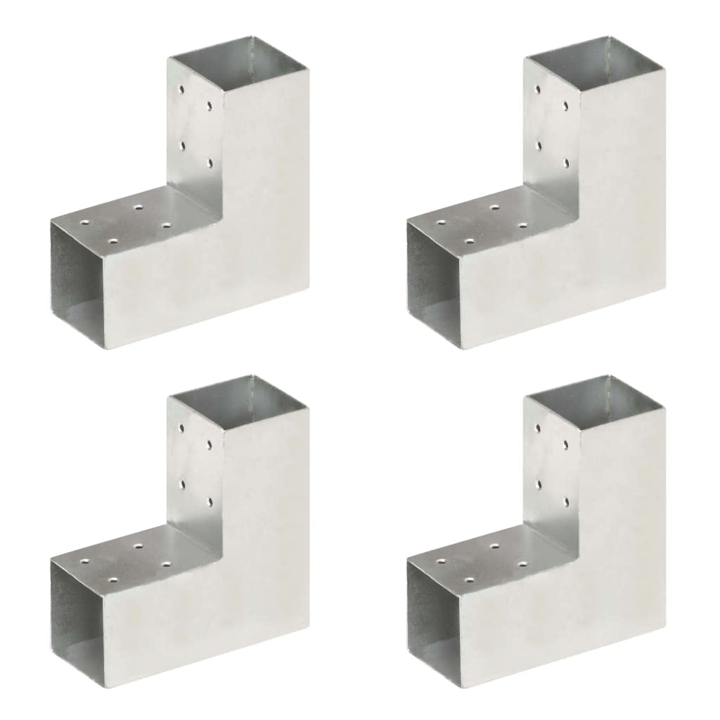 Generico Connettori per Pali a Forma di L 4 pz Metallo Zincato 71x71 mm,Articoli di ferramenta,Barriere e recinzioni,Pali e Assi per recinzioni-145454