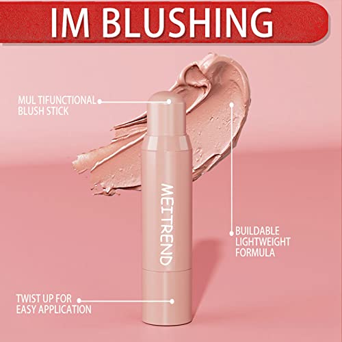 Cream Blush Stick,MEITREND 3-In-1 Cheek Blush & Lip Tint & Eyeshadow Buildable Lightweight Long-Wear Versatile Blusher For Cheeks Make Up Women Gift Natural Look(03) - Image 3