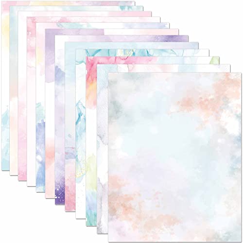 DUGUTUL Watercolor Stationary Paper, 100 gsm Printer Paper 8.5 x 11, 12 designs, Double-Sided, Colored Paper for Writing Letters and Invitations, Writing Paper for Business or Personal Use (48) 2 41issolYYVL