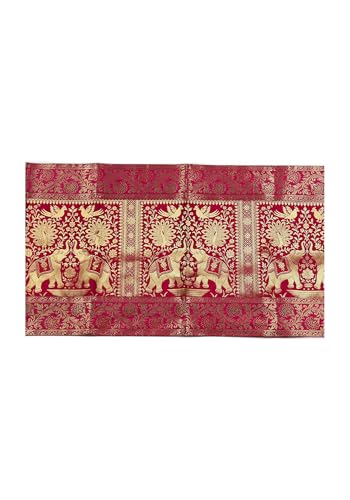 Image of Indian Traditional Decorative Silk Table Runner Kitchen Dining Good Luck Table Cloth for Wedding Bridal Birthday Party Decorations - 60x16 Inches (Dark Pink)