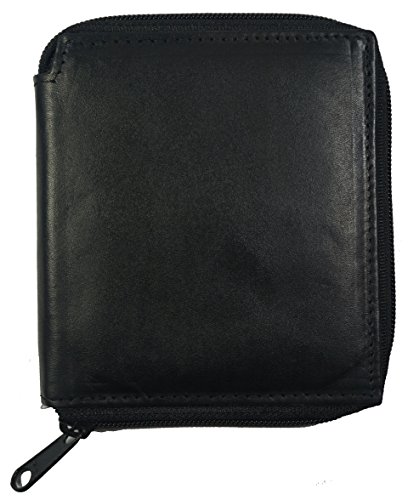 Genuine leatherEuro Style Zip-around(Zipper) Hipster Mens wallet4