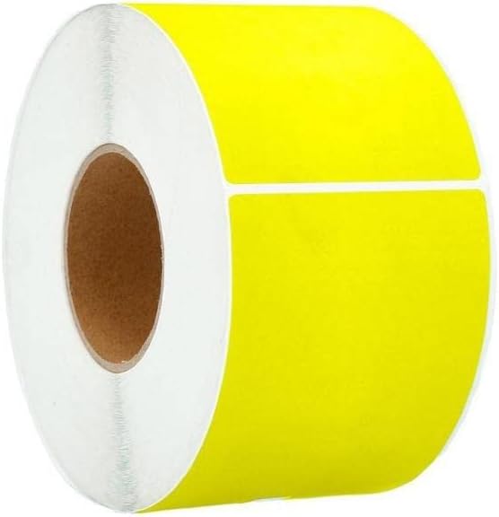 PSBM 4 Rolls 4 x 6 Inch Yellow Thermal Transfer Label Stickers, 3 Inch Core, 1000 Labels/Roll, Self-Adhesive Shipping/Address Barcode Label, Compatible with Zebra, Sato & Datamax