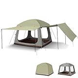 ICECO Camping Tent 4 Person, Waterproof Tents for Camping, Double Layer Tent with 4 Screen Room, Easy Setup Portable with Carry Bag for Outdoor, Picnic, 1.7M Height
