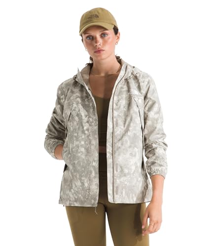 The North Face Women's Antora Jacket (Standard & Plus Size) - Waterproof & Windproof Rain Coat, Secure Zip Hand Pockets, Stone Slab Chalk Texture Print, X-Small