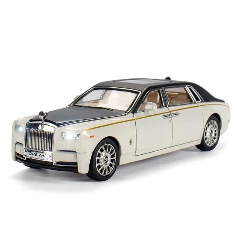 Image of Kids Model 1:24 Rolls-Royce Phantom Die Cast Metal Car Pull Back Action Opening Doors with Realistic Engine Sound Lights Toy Car Gift for Boys - White