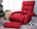 Merax Chaise Lounges Folding Lazy Floor Chair Sofa Lounger Bed with Armrests and a Pillow (Red)