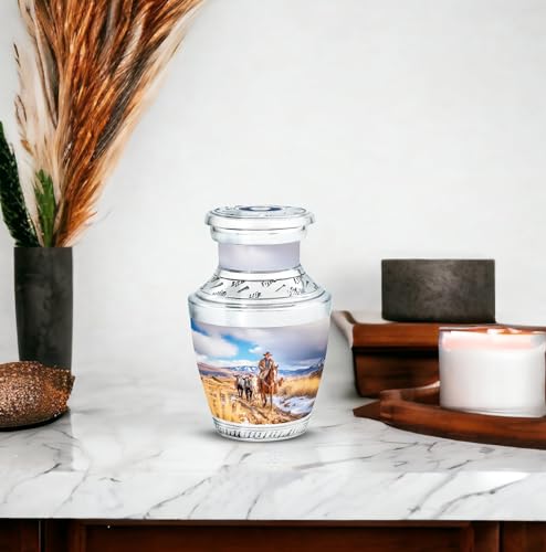 Image of Cowboys Urn Small Urns for Human Ashes 3 Inch 4 Qty | Memorial Urn Human Ash Funeral Keepsakes for Ashes