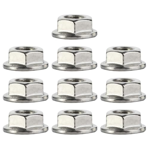 HOMOCONO 10pcs 304 Stainless Steel Hexagonal Serrated Nuts 1/2-13 Thread Anti-loosening Nuts for Industrial Hardware Applications